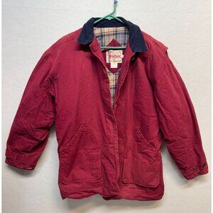 Manisha Original Red Cotton Jacket With Blue Plaid Lining & Buttons Men Large